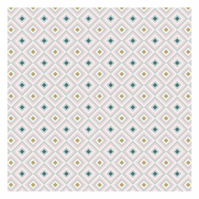 Mural de parede Rhombic Pattern With Stripes In Shades Of Pink And Blue