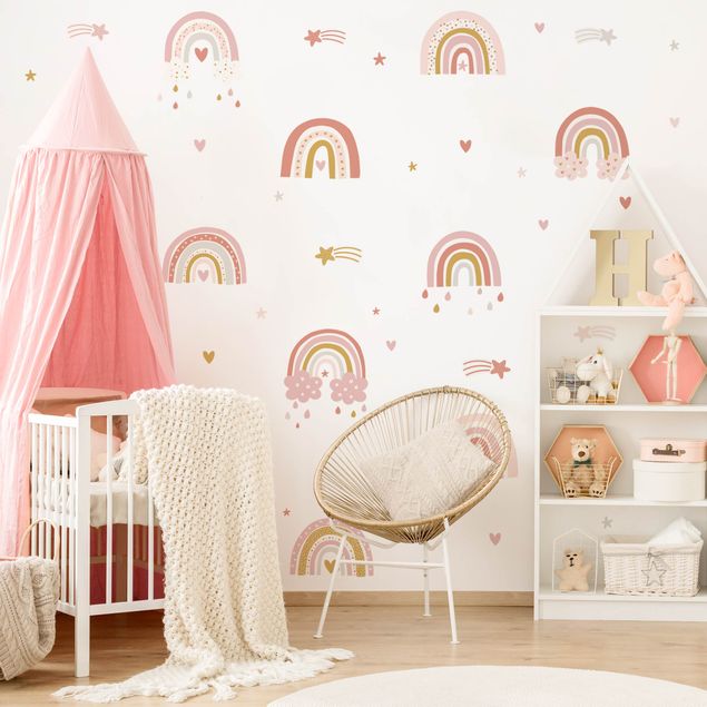 decoração para quartos infantis Rainbows Shades of Pink Set
