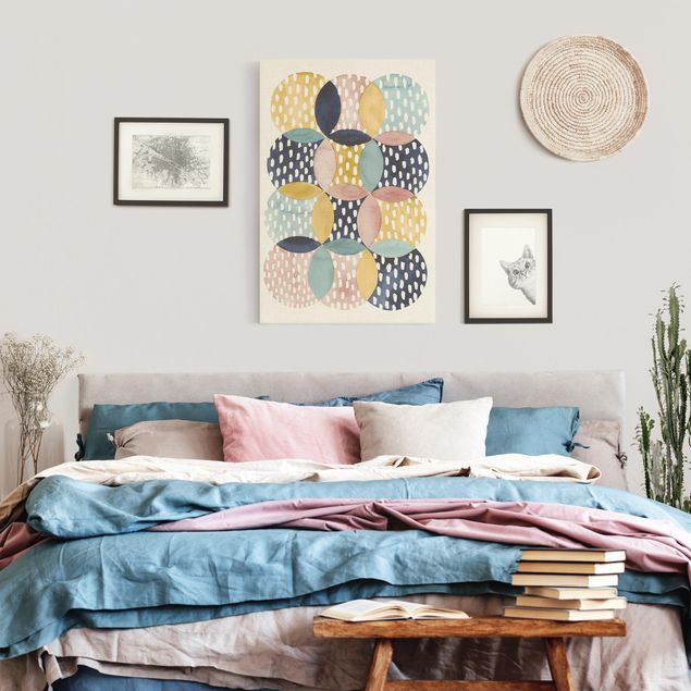 quadros modernos para quarto de casal Raindrops In Watercolour Circles