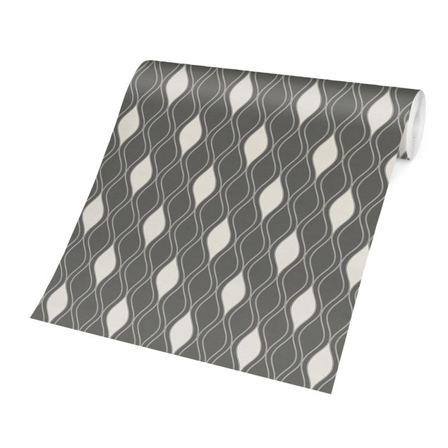 papel de parede moderno Retro Pattern With Sparkling Drops In Anthracite