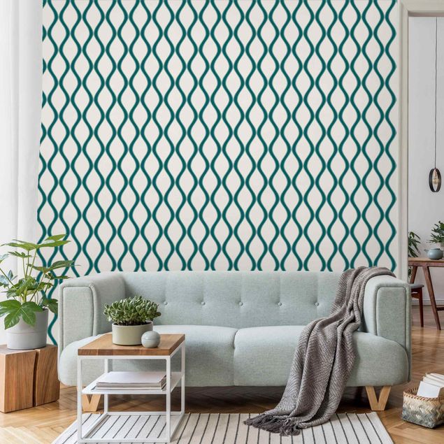 decoraçao cozinha Retro Pattern With Waves In Emerald