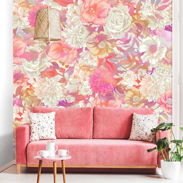 papel de paredes rosas Pink Blossom Dream With Roses
