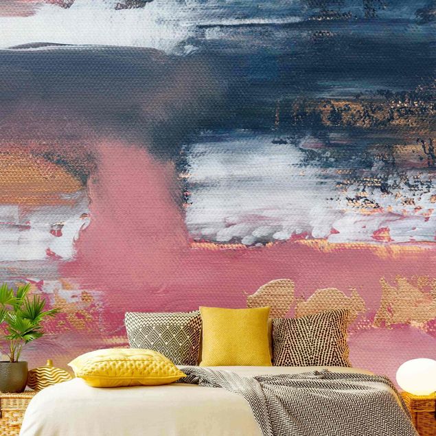 Papel de parede padrões Pink Storm With Gold
