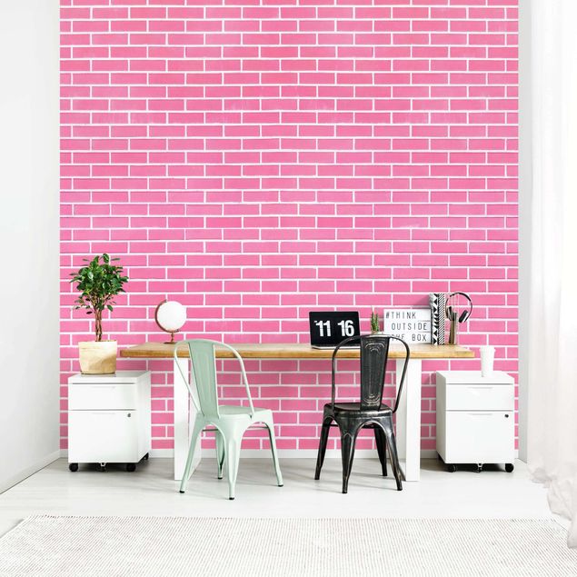 papel de parede moderno para sala Pink Brick Wall