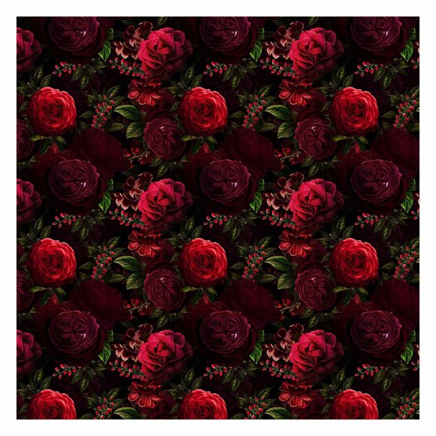 Papel de parede vermelho Red Roses In Front of Black