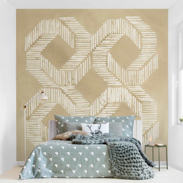 papel de parede para quarto de casal moderno Sand Coloured Modern Geometry II