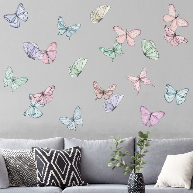 Decoração para quarto infantil Butterflies watercolor pastel set