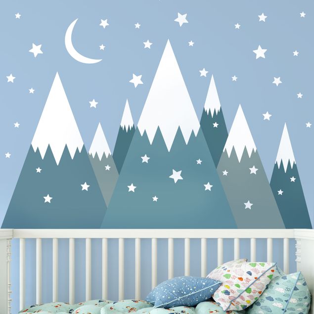 decoração para quartos infantis Snow Covored Mountains Stars And Moon
