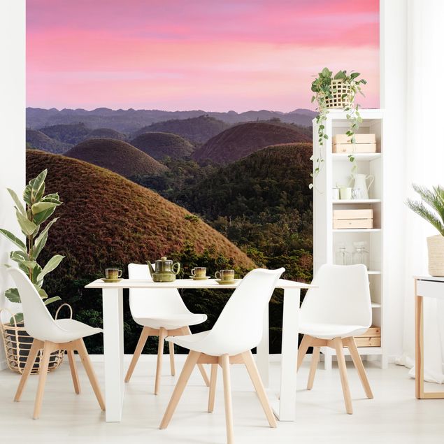 papel de parede com paisagem Chocolate Hills At Sunset