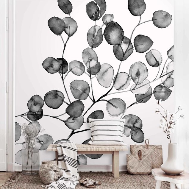 decoraçao para parede de cozinha Black And White Eucalyptus Twig Watercolour
