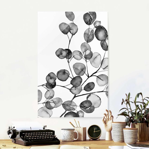 decoraçao cozinha Black And White Eucalyptus Twig Watercolour