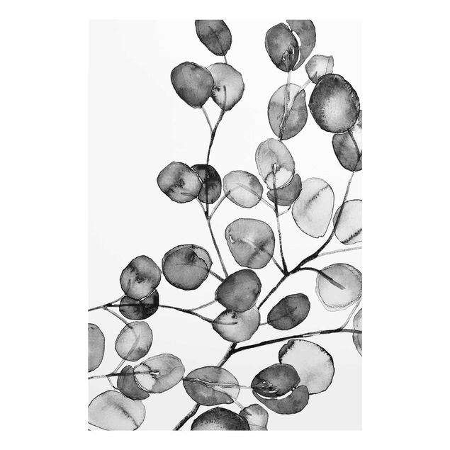 quadros em preto e branco Black And White Eucalyptus Twig Watercolour