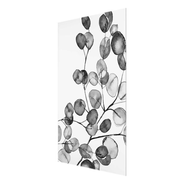quadros para parede Black And White Eucalyptus Twig Watercolour