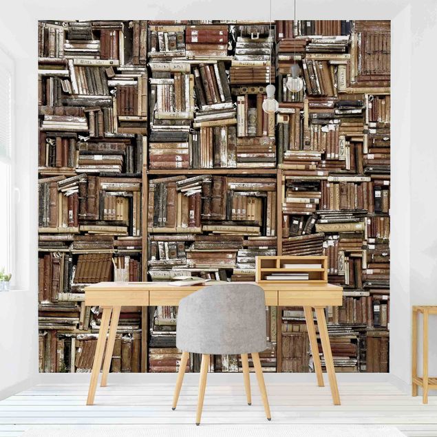 decoraçoes cozinha Shabby Wall Of Books