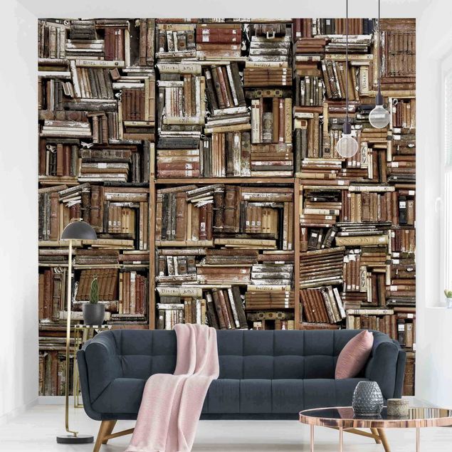 Papel de parede 3D Shabby Wall Of Books