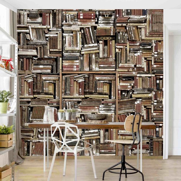 Papel de parede vintage Shabby Wall Of Books