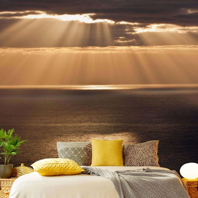 papel de parede moderno para sala Sun Beams Over The Ocean