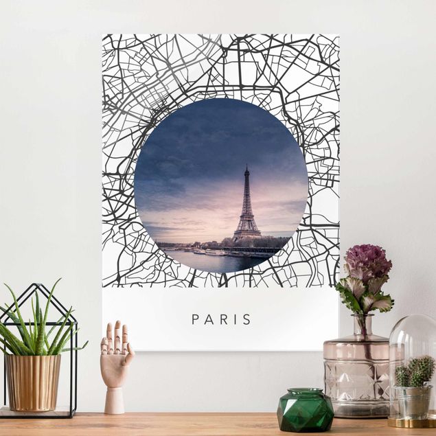 decoraçao para parede de cozinha Map Collage Paris