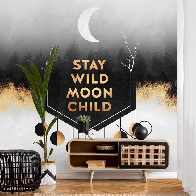 Papel de parede dourado Stay Wild Moon Child