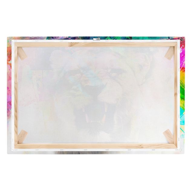 Quadros multicoloridos Street Art Lion