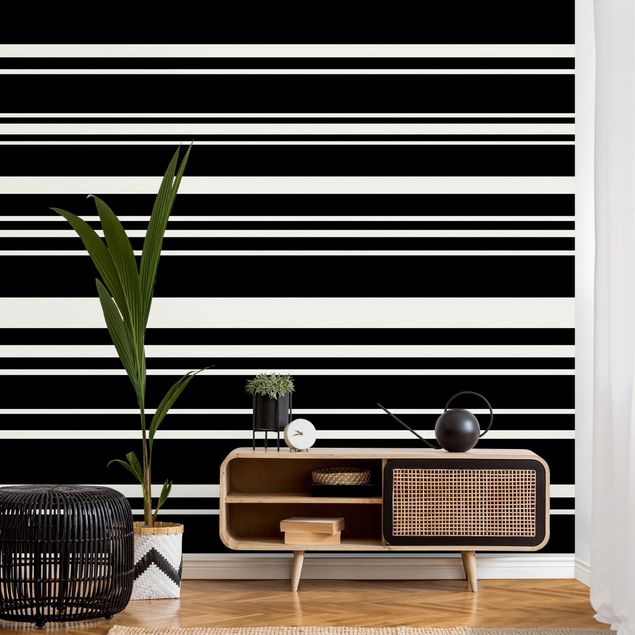 Papel de parede padrões Stripes On Black Backdrop