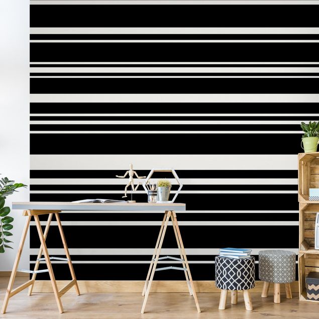 papel de parede moderno Stripes On Black Backdrop