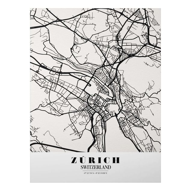 quadro mapa mundo Zurich City Map - Classic