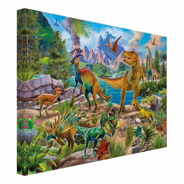 quadro animais quarto bebé T-Rex And Parasaurolophus