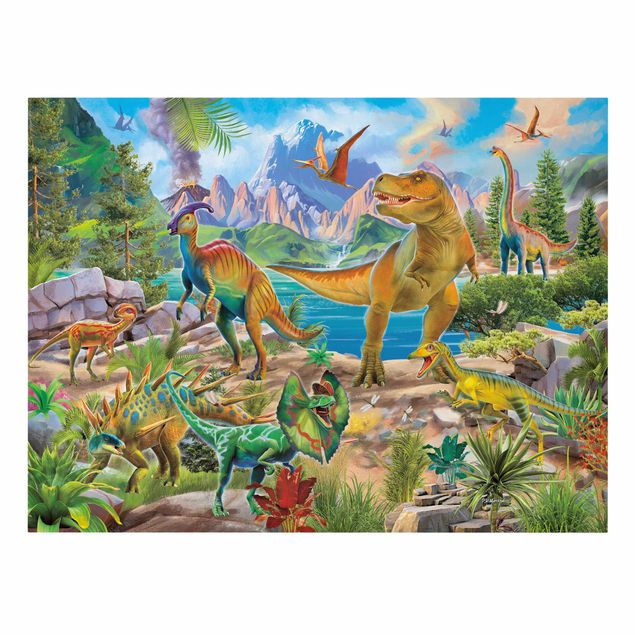 Quadros multicoloridos T-Rex And Parasaurolophus
