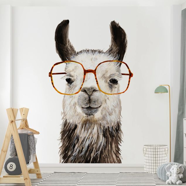 papel de parede para quarto de casal moderno Hip Lama With Glasses IV