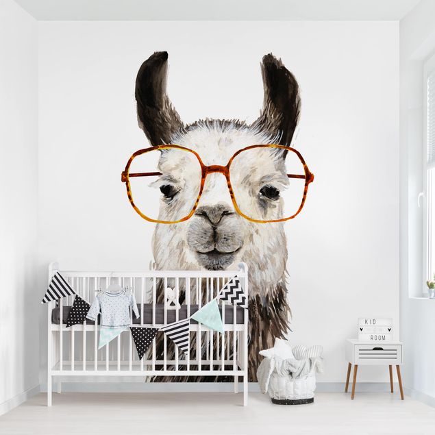 papel de parede com animais Hip Lama With Glasses IV