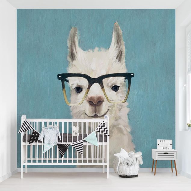 papel de parede com animais Lama With Glasses IV