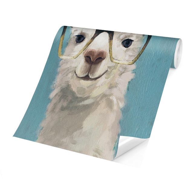 papéis de parede azul Lama With Glasses IV