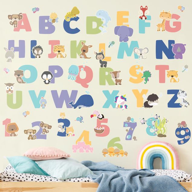 Autocolantes de parede letras Animal alphabet set