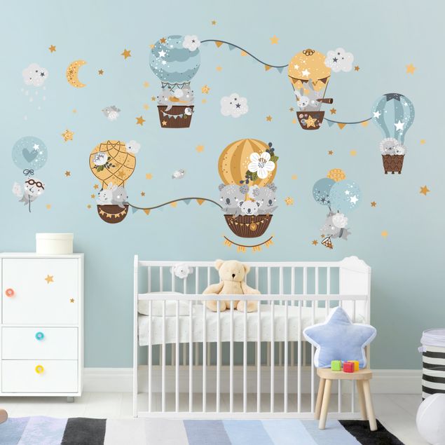 Autocolantes parede Animals in Balloons Clouds Star Set