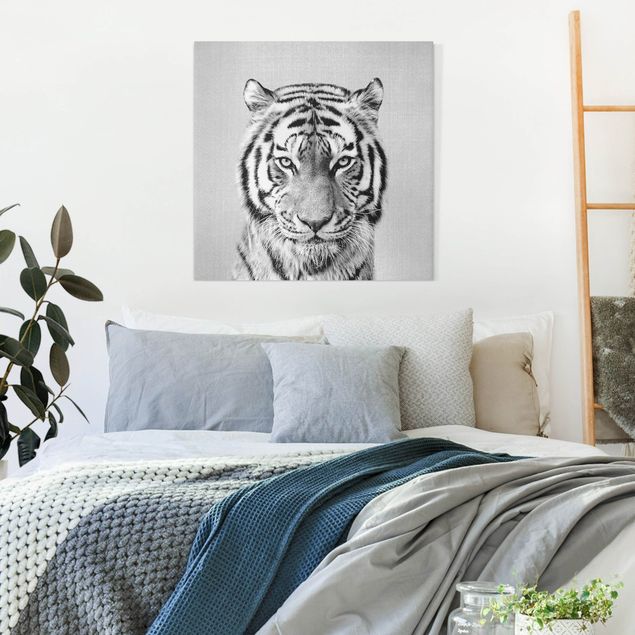 Telas decorativas tigres Tiger Tiago Black And White