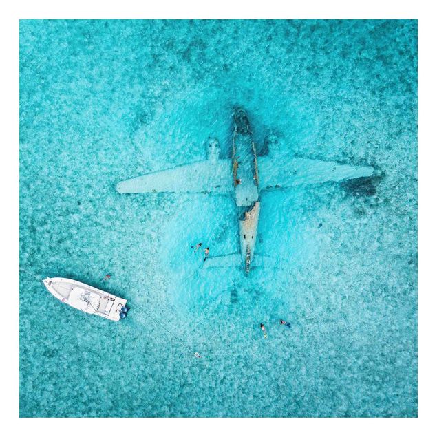 Quadros praia Top View Airplane Wreckage In The Ocean