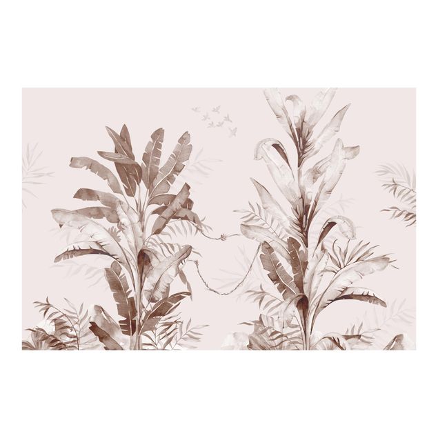Mural de parede Tropical Palm Trees And Leaves Sepia