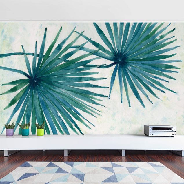papel de parede para quarto de casal moderno Tropicl Palm Leaves Close-up