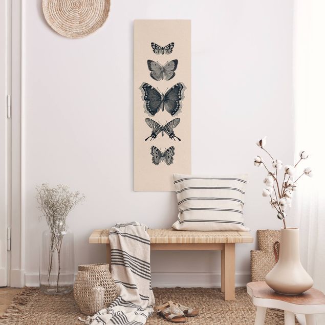 quadro de borboletas Ink Butterflies On Beige Backdrop