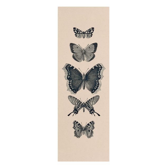 quadros decorativos para sala modernos Ink Butterflies On Beige Backdrop