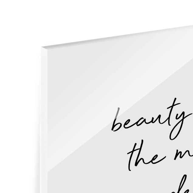 Quadros em vidro Typography Beauty Begins Quote