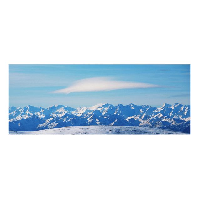 Quadros em vidro paisagens Snowy Mountain Landscape