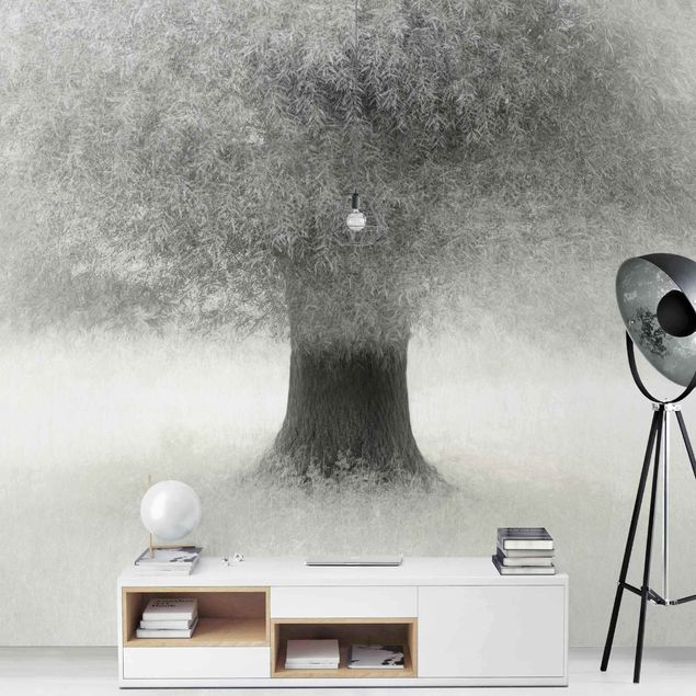 paisagens naturais papel de parede Dreaming Tree In White
