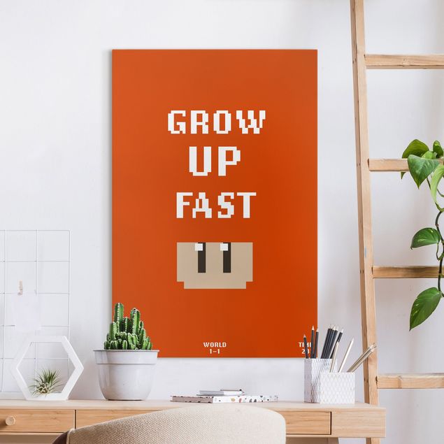 Telas decorativas frases Video Game Grow Up Fast In Red