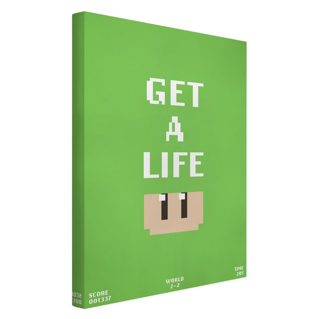 quadros decorativos verde Video Game Text Get A Life In Green