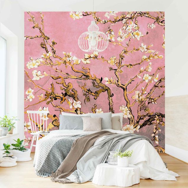 Quadros movimento artístico Impressionismo Vincent Van Gogh - Almond Blossom In Antique Pink