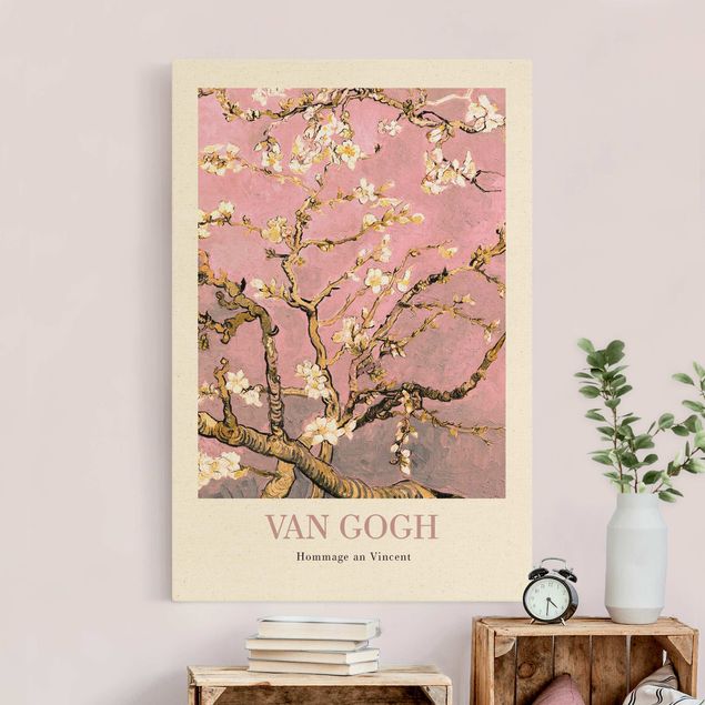 Quadros movimento artístico Pontilhismo Vincent van Gogh - Almond Blossom In Pink - Museum Edition