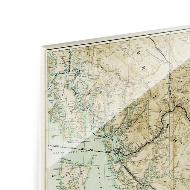 decoração quadros Vintage Map British Columbia