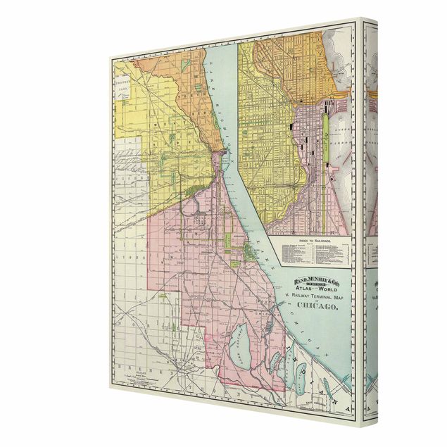 Quadros de Andrea Haase Vintage Map Chicago